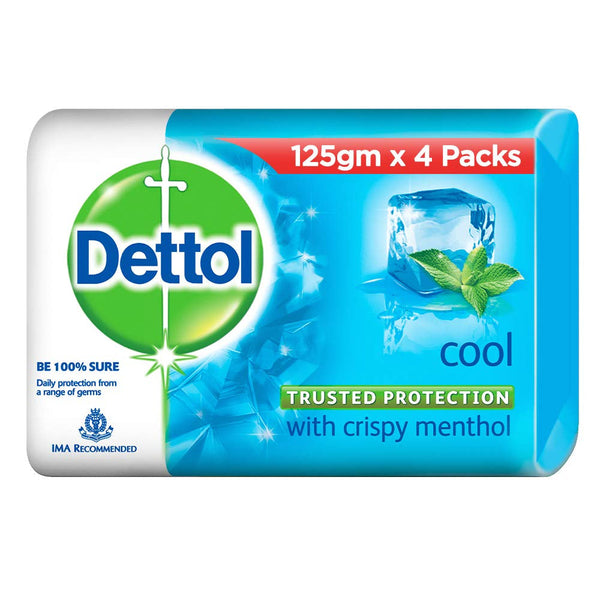 DETTOL COOL GERM PROTECTION BATHING SOAP BAR, 125 G (PACK OF 4) || S4