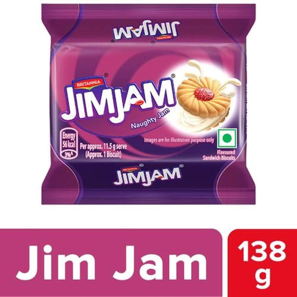 BRITANNIA TREAT JIM JAM CREAM BISCUITS 138 G || S9