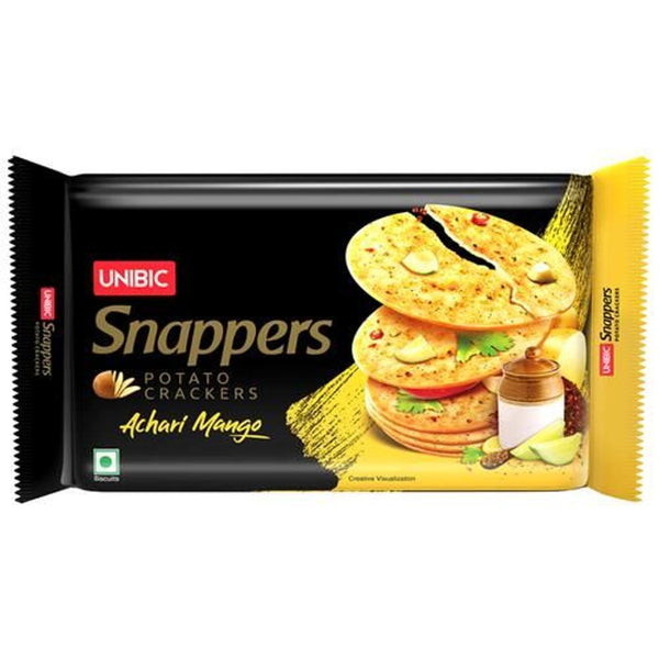 UNIBIC FOODS SNAPPERS POTATO CRACKERS ACHARI MANGO CRISPY CRUNCHY 300 G || S7