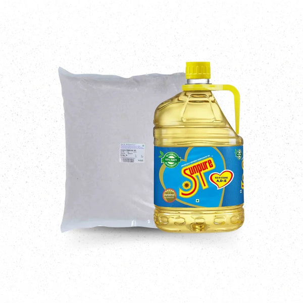 OIL & SUGAR SAVER COMBO: SUNPURE SUNFLOWER OIL 5 LT, SUGAR PREMIUM 5 KG || S10