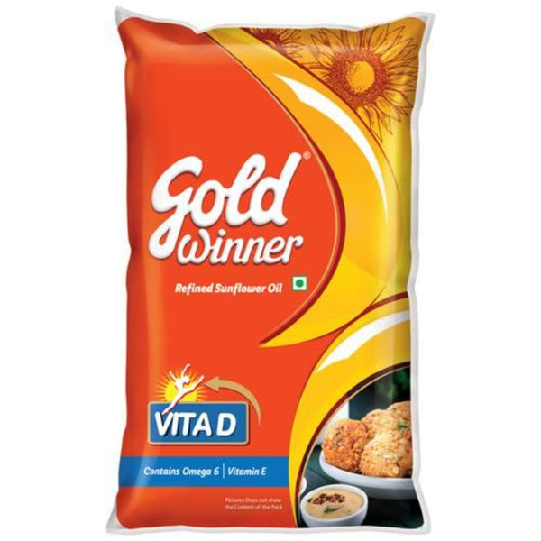 GOLD WINNER REFINED SUNFLOWER OIL 1 LTR POUCH || S10