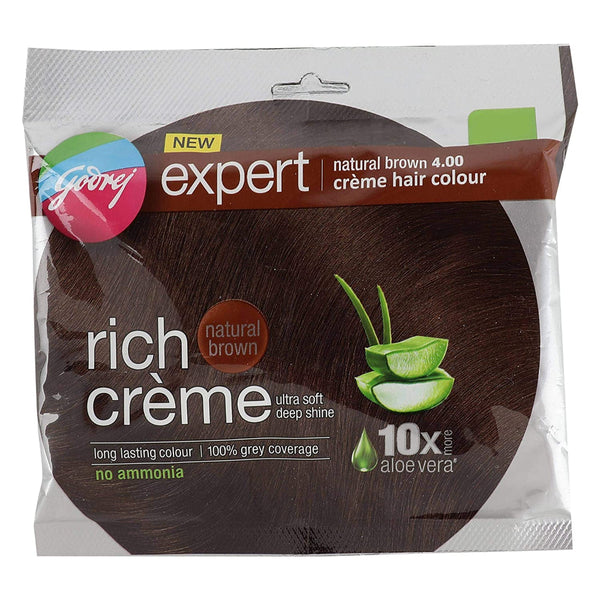 GODREJ EXPERT CREAME NATURAL BROWN HAIR COLOUR CREAM 20 G POUCH || S10