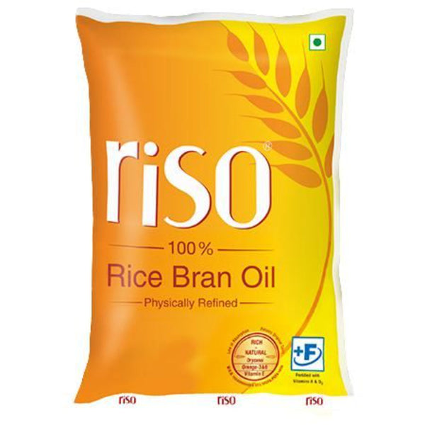 RISO 100 PHYSICALLY REFINED RICE BRAN OIL 1 LTR POUCH || S5