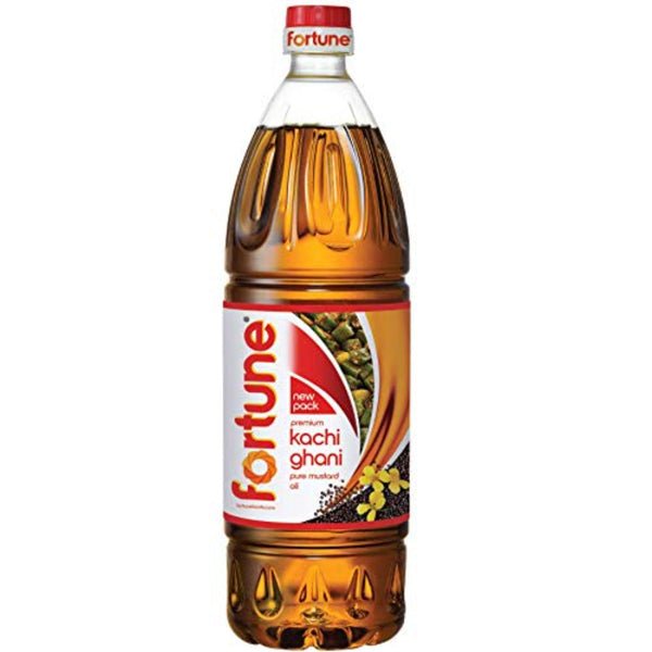 FORTUNE PREMIUM KACHI GHANI PURE MUSTARD OIL 1 LTR PET BOTTLE || S8