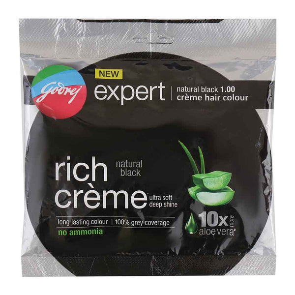 GODREJ EXPERT RICH NATURAL BLACK HAIR COLOUR CREAM 20 G || S9