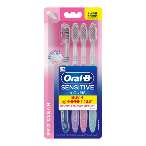 ORAL B SENSITIVE WHITENING EXTRA SOFT MANUAL TOOTHBRUSH FOR ADULTS (4 TOOTHBRUSHES) || S5