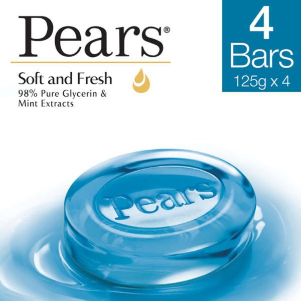 PEARS SOFT & FRESH SOAP WITH MINT EXTRACTS 125 G (BUY 3 GET 1 FREE) || S10