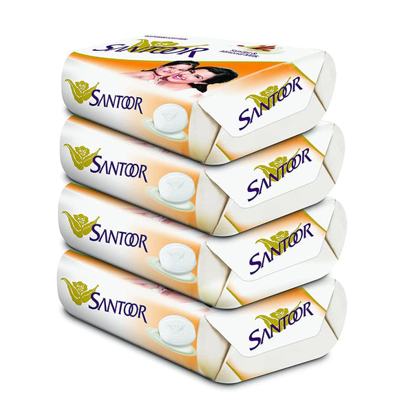 SANTOOR WHITE SOAP, 100 G (PACK OF 4) || S9