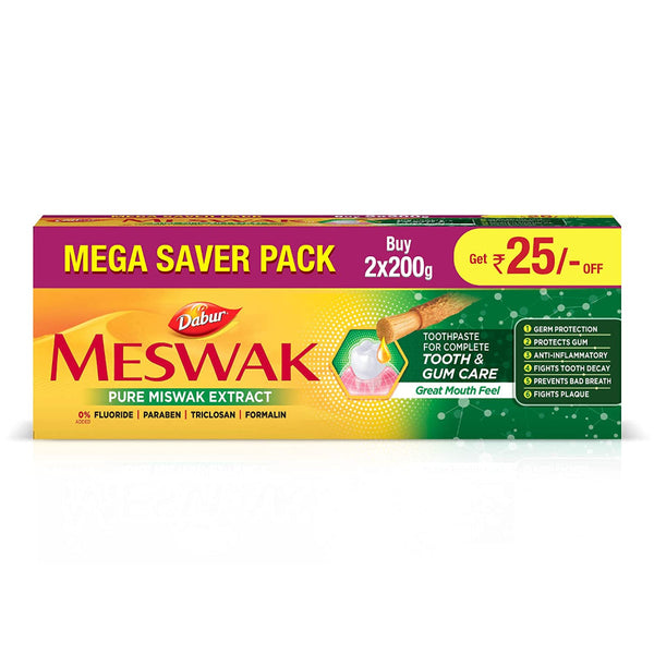 DABUR MESWAK COMPLETE ORAL CARE TOOTHPASTE 400 G (200 G, PACK OF 2) || S8