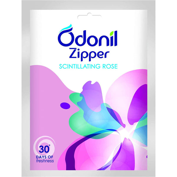 ODONIL BATHROOM AIR FRESHENER ZIPPER - SCINTILLATING ROSE - 10 G || S5