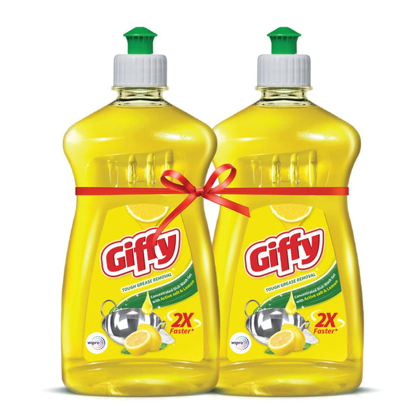 GIFFY LEMON & ACTIVE SALT CONCENTRATED DISHWASH GEL 500 ML (PACK OF 2) || S9