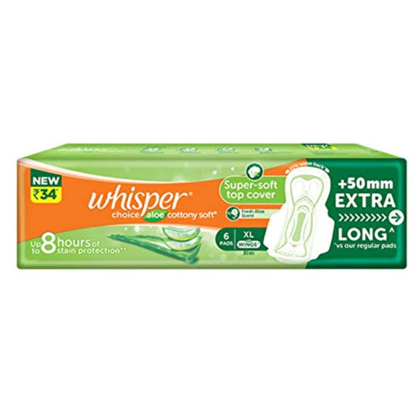 WHISPER CHOICE ALOE XL WINGS 6 PADS || S10