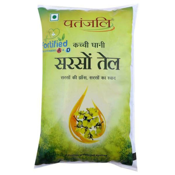 PATANJALI KACHI GHANI MUSTARD OIL 1 LTR (POUCH) || S6