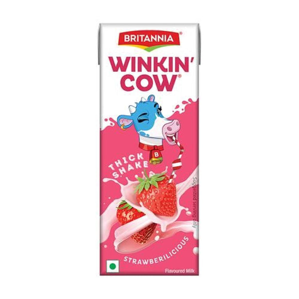 BRITANNIA WINKIN COW STRAWBERICIOUS THICK MILKSHAKE 200 ML || S10