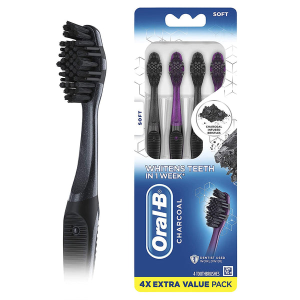 ORAL B CHARCOAL TOOTHBRUSH WHITENIN G THERAPY, SOFT 4CT || S5