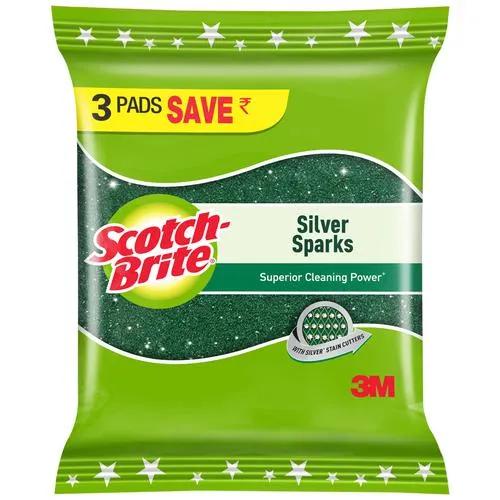 SCOTCH-BRITE SILVER SPARKS 7 CM X 7.5 CM SCRUB PAD 2 N || S6