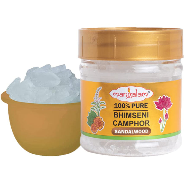 MANGALAM BHIMSENI CAMPHOR SANDALWOOD 50 G JAR - PACK OF 1 || S9