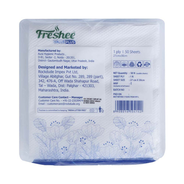 FRESHEE VALUE SMARTO TISSUE, SOFT AND NATURAL NAPKINS (PIECE 50) || S8