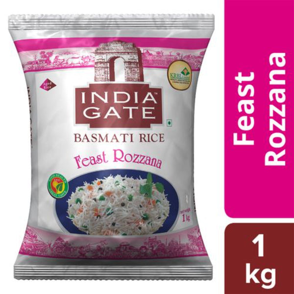 INDIA GATE BASMATI RICE FEAST ROZZANA 1 KG POUCH || S9