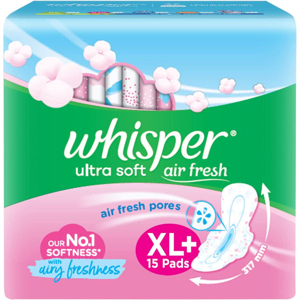 Whisper Ultra Soft Sanitary Pads For Women, Xl+ 15 Napkins || S1