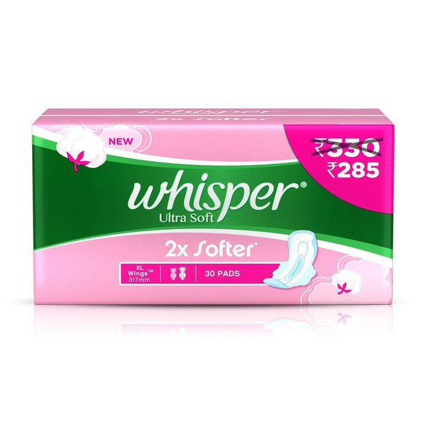 Whisper Ultra Soft Sanitary Pads - 30 Count Extra Large (Xl) || S1