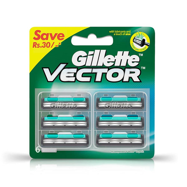 Gillette Vector Plus Manual Shaving Razor Blades (Cartridge) 6S Pack || S1